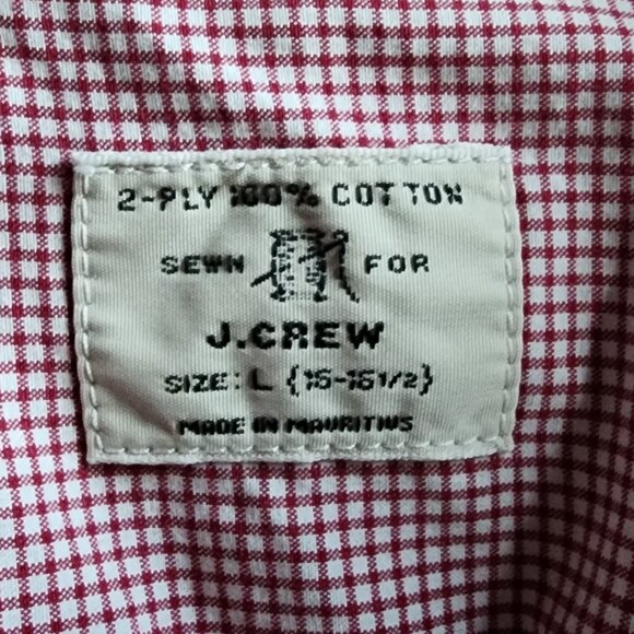J.Crew Red/White Micro-Checked Casual Button Down Shirt Size Large - Picture 7 of 15